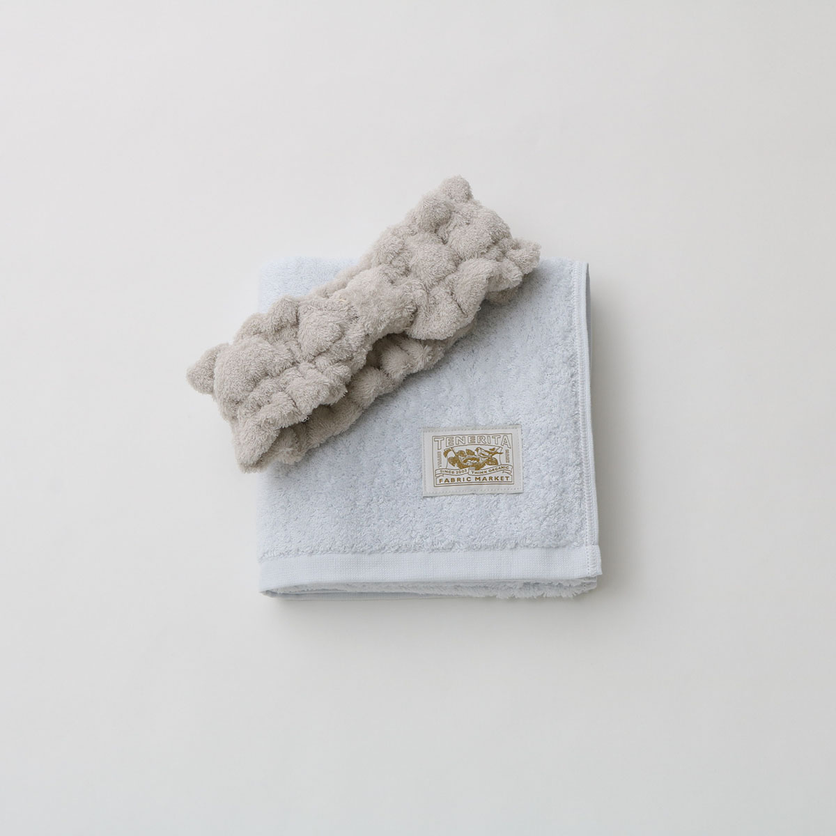 超甘撚りフェイスタオル ヘアバンドセット サックス ライトグレー Free フリー ギフトセット オーガニックコットンタオル ギフトのテネリータ公式通販