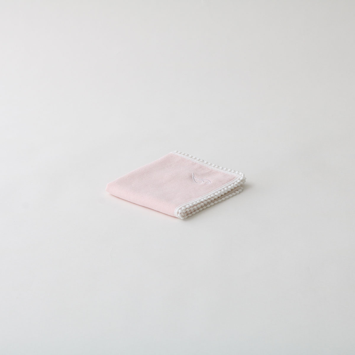 パイルガーゼレース刺繍ハンカチ ピンク T