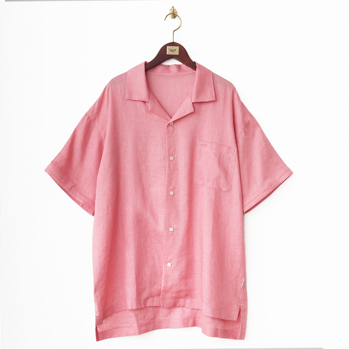 ウォッシュリネン オープンカラーシャツ ブルー 1