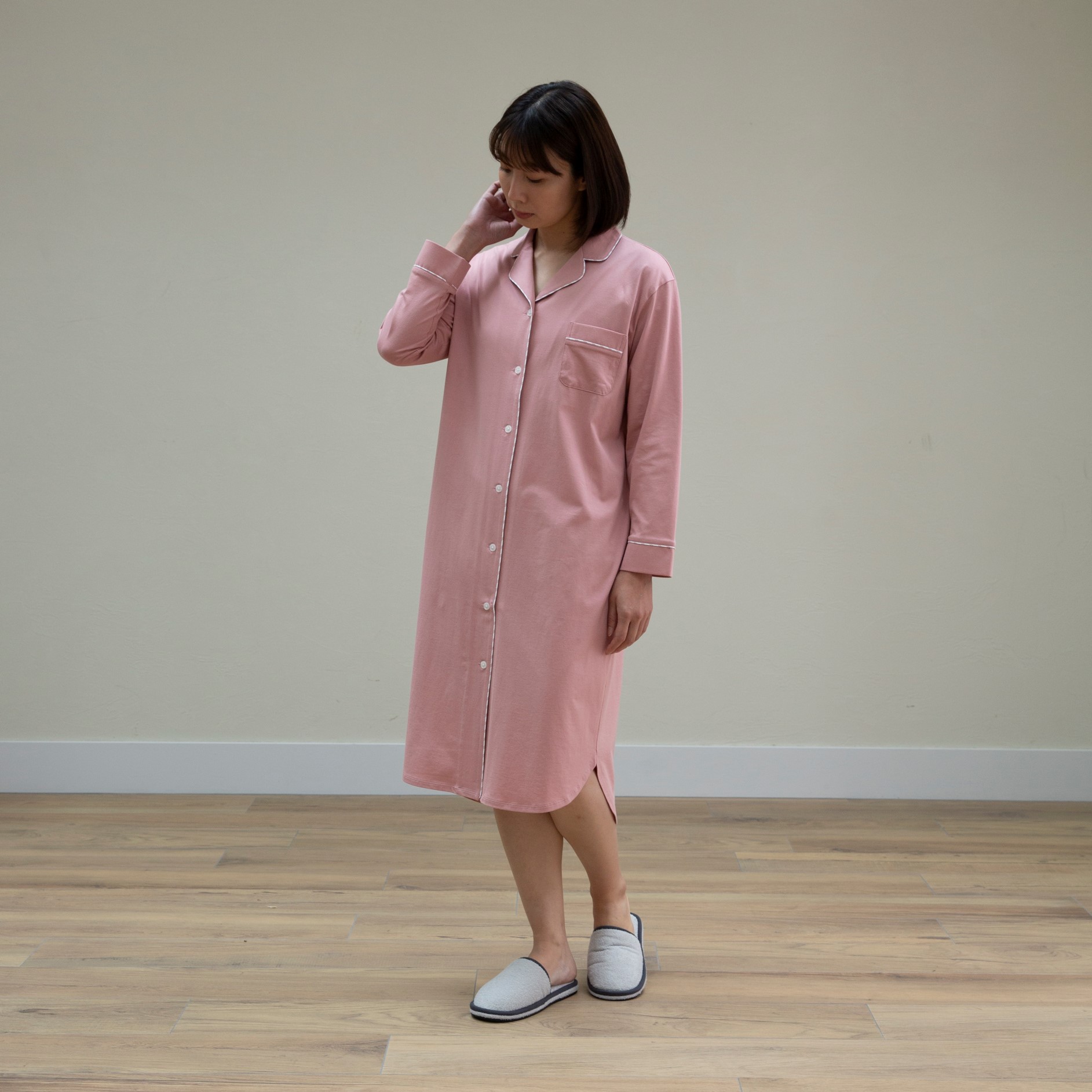 80 2 プレーンジャージレディースワンピース 38 M ホワイト ルームウェア パジャマ オーガニックコットンタオル ギフトのテネリータ公式通販