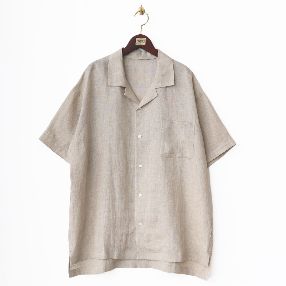 ウォッシュリネン オープンカラーシャツ ブルー 1