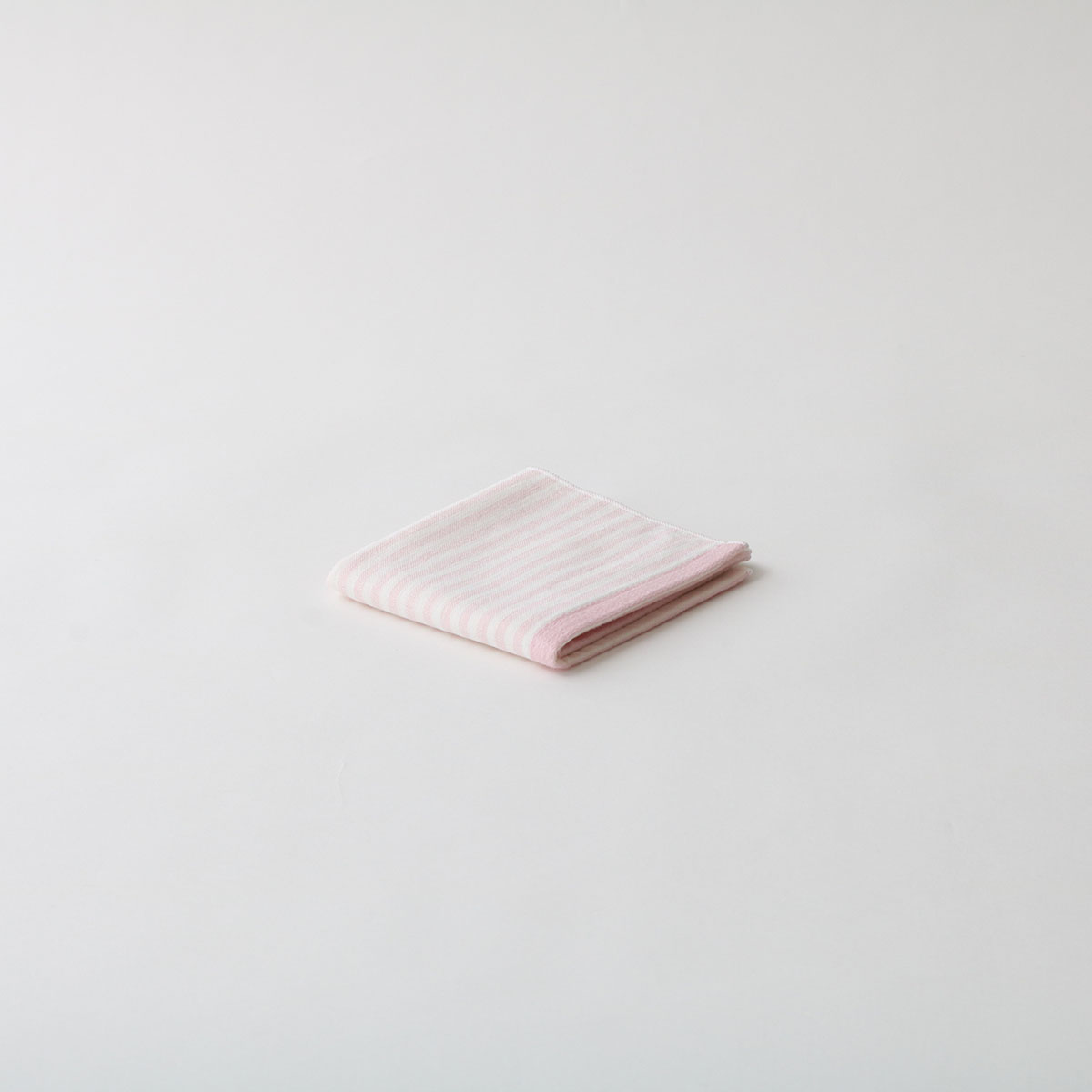 綿麻ボーダー タオルハンカチ ピンク FREE