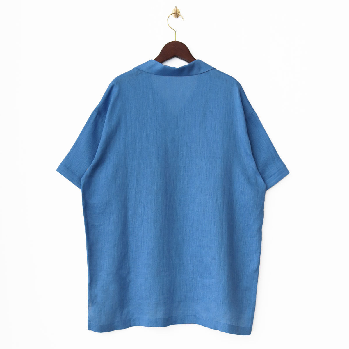 ウォッシュリネン オープンカラーシャツ ブルー 1