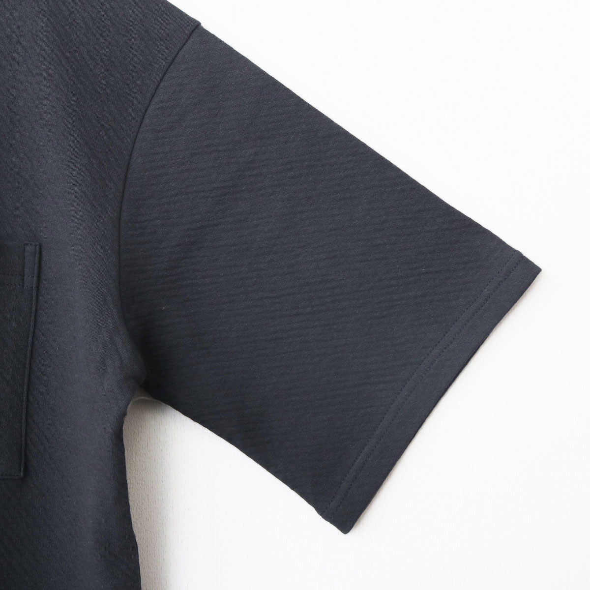 天竺Ｗガーゼ　メンズ　ハーフ袖プルオーバー　ポケット付き ネイビー FREE