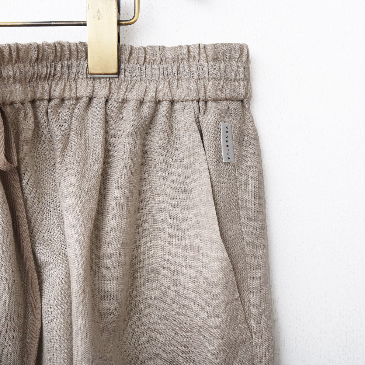 ウォッシュリネン クロップドパンツ 亜麻色 1