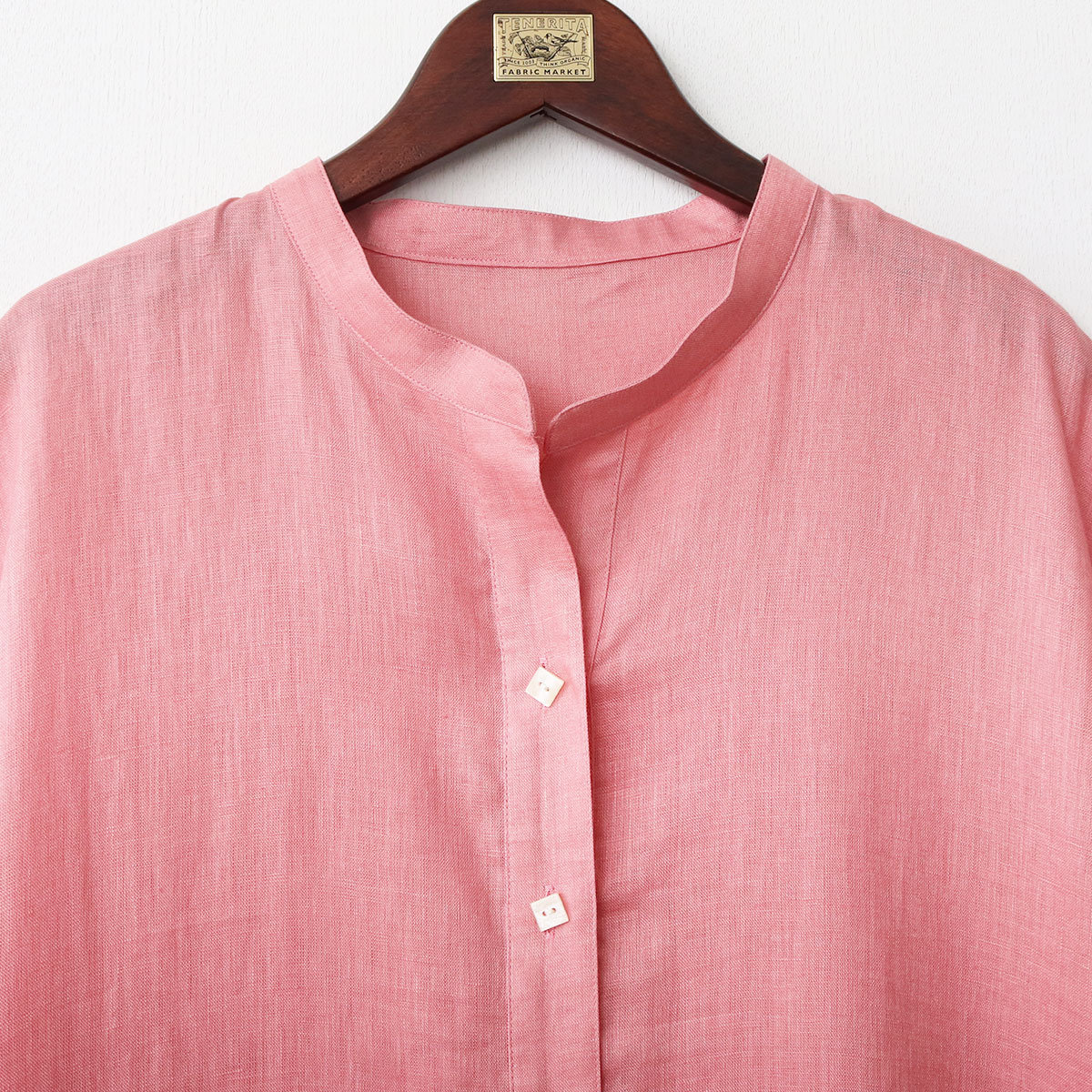 ウォッシュリネン 半袖ワンピース ピンク FREE