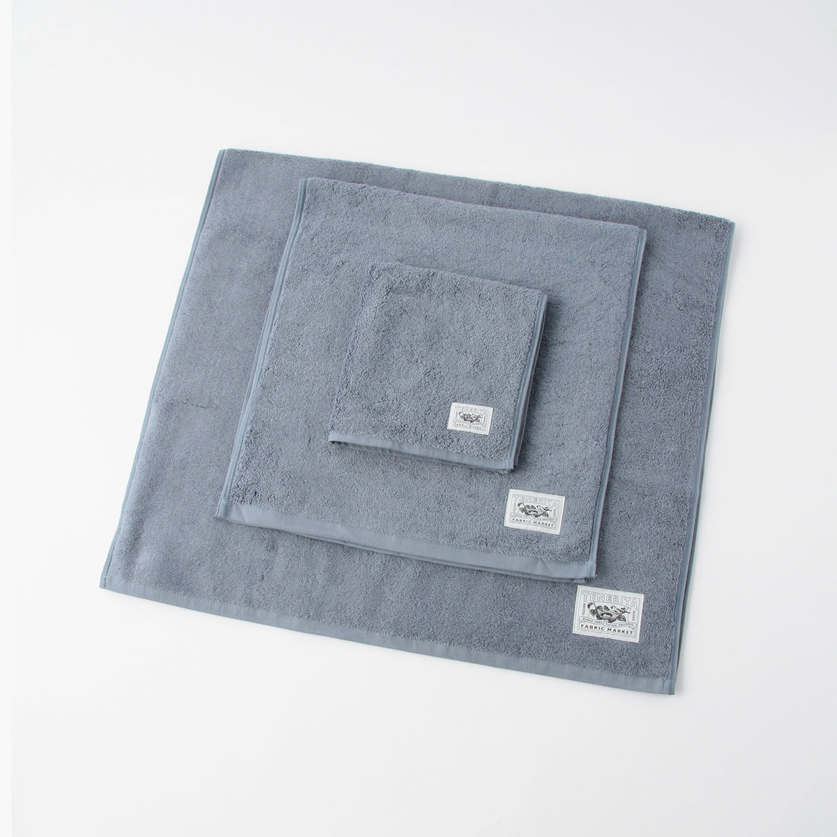 超甘撚りバスタオルショート フェイス ハンドタオルセットe ブルーグレー Free フリー ギフトセット オーガニックコットンタオル ギフト のテネリータ公式通販