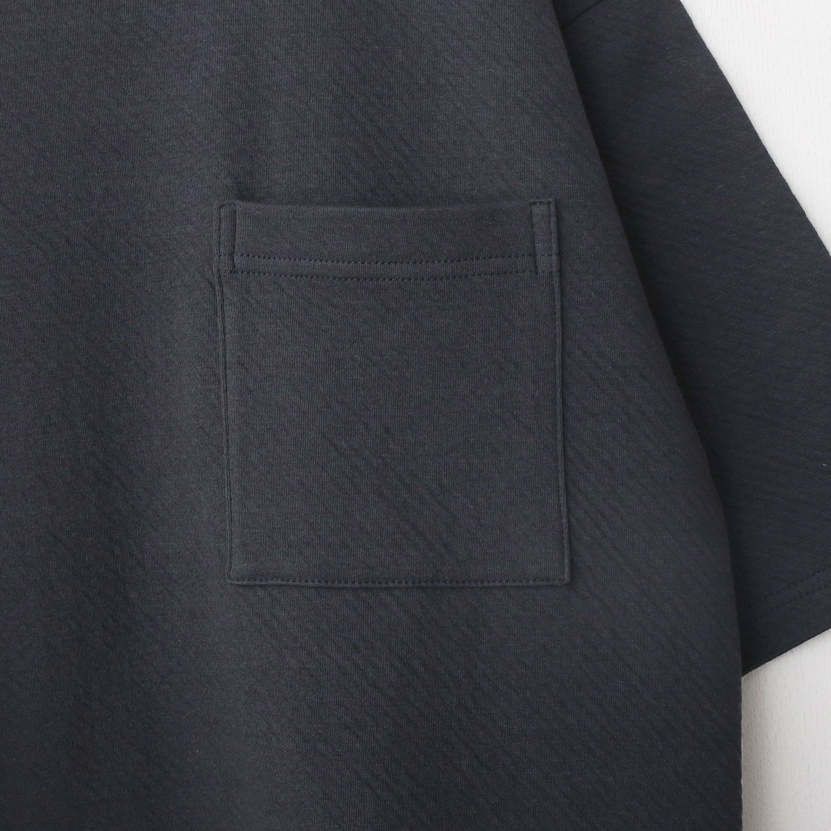 天竺Ｗガーゼ　メンズ　ハーフ袖プルオーバー　ポケット付き ネイビー FREE