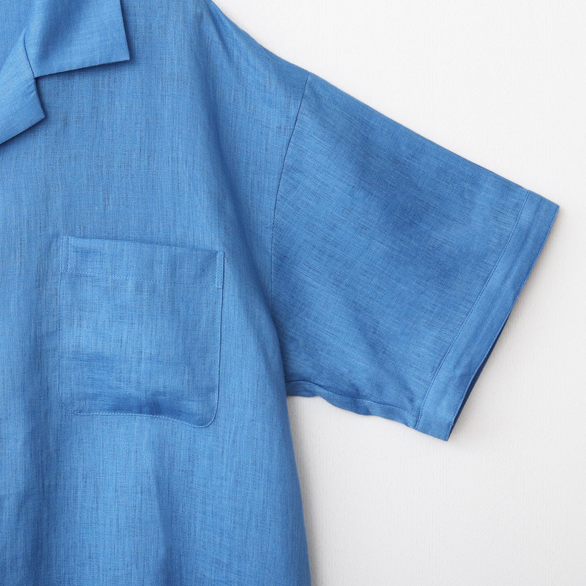 ウォッシュリネン オープンカラーシャツ ブルー 1