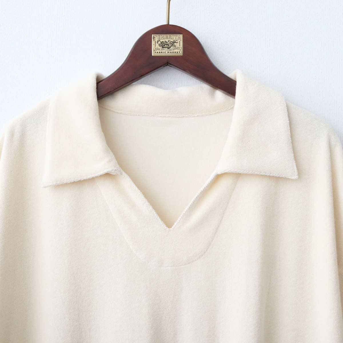 ショートパイルジャージ半袖ワンピース スキッパー エクリュ FREE