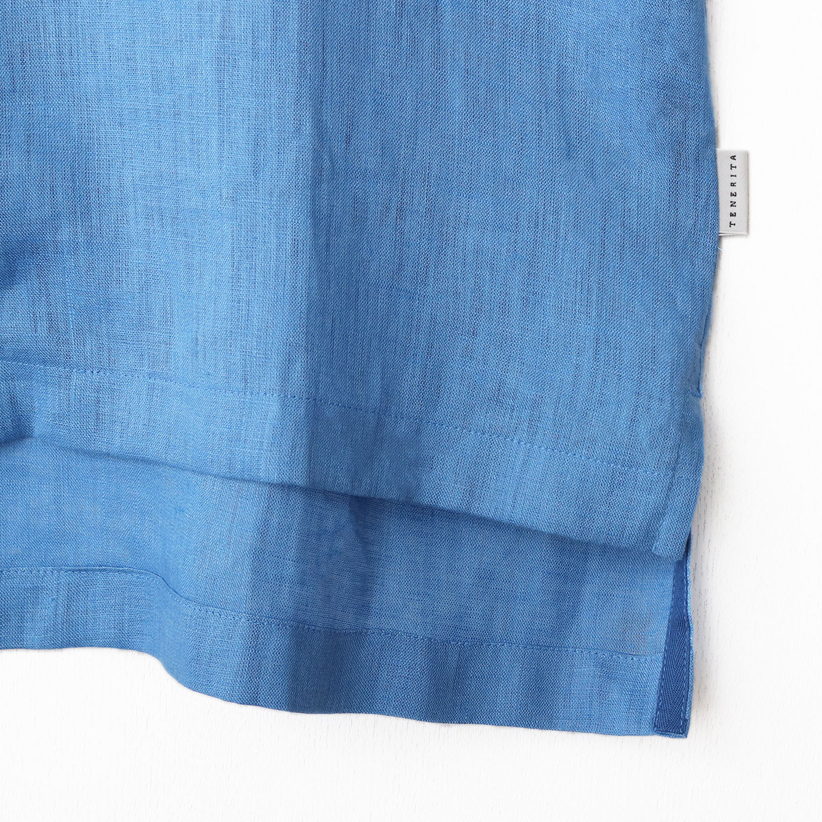 ウォッシュリネン オープンカラーシャツ ブルー 1