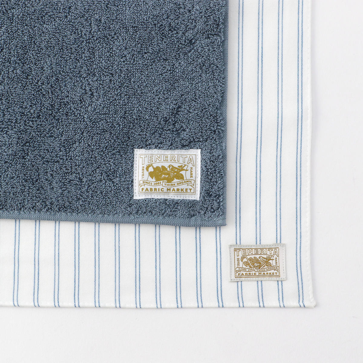 超甘撚りタオルハンカチ ガーゼハンカチセット ブルーグレー ホワイト Free フリー ギフトセット オーガニックコットンタオル ギフトのテネリータ公式通販