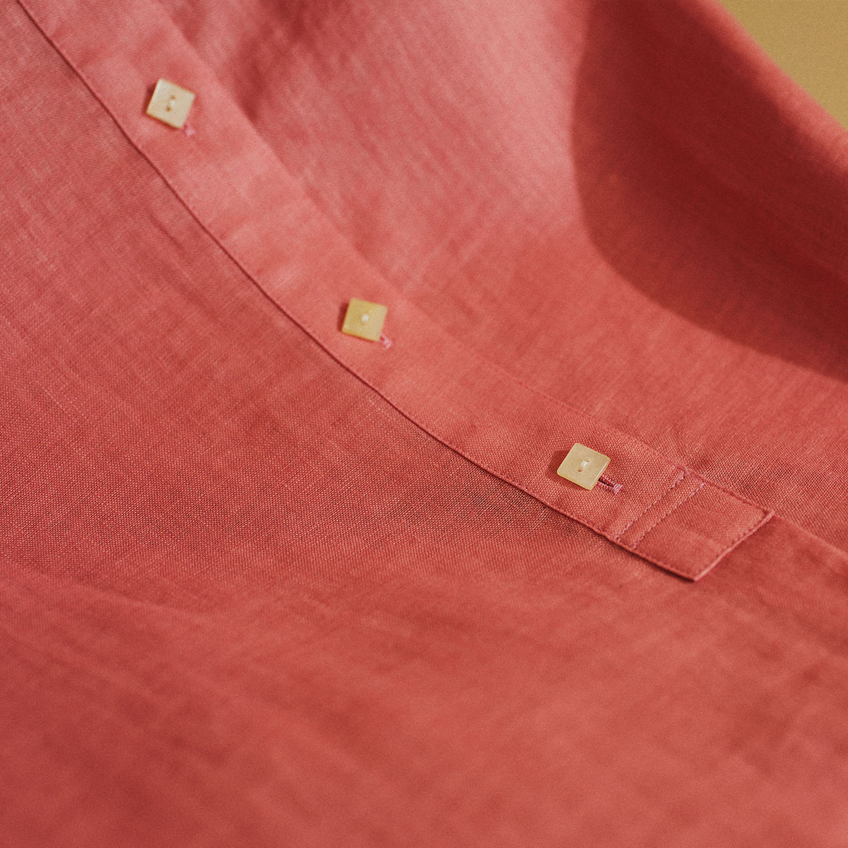 ウォッシュリネン 半袖ワンピース ピンク FREE