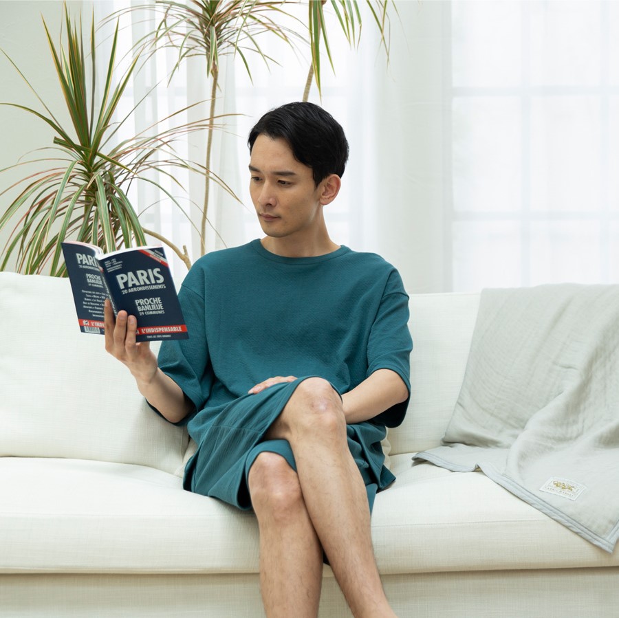 天竺ｗガーゼ メンズ ハーフ袖ｐｏ Free ライトグレー ルームウェア パジャマ オーガニックコットンタオル ギフトのテネリータ公式通販