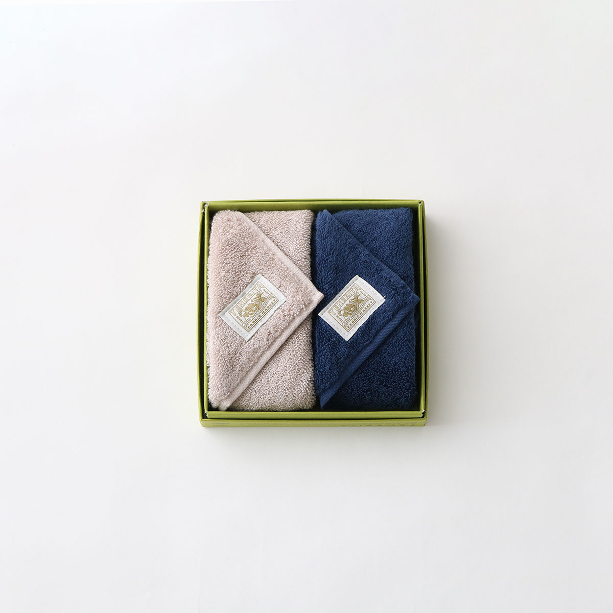 超甘撚りタオルハンカチ2枚セット(ウォームベージュ・ネイビー)