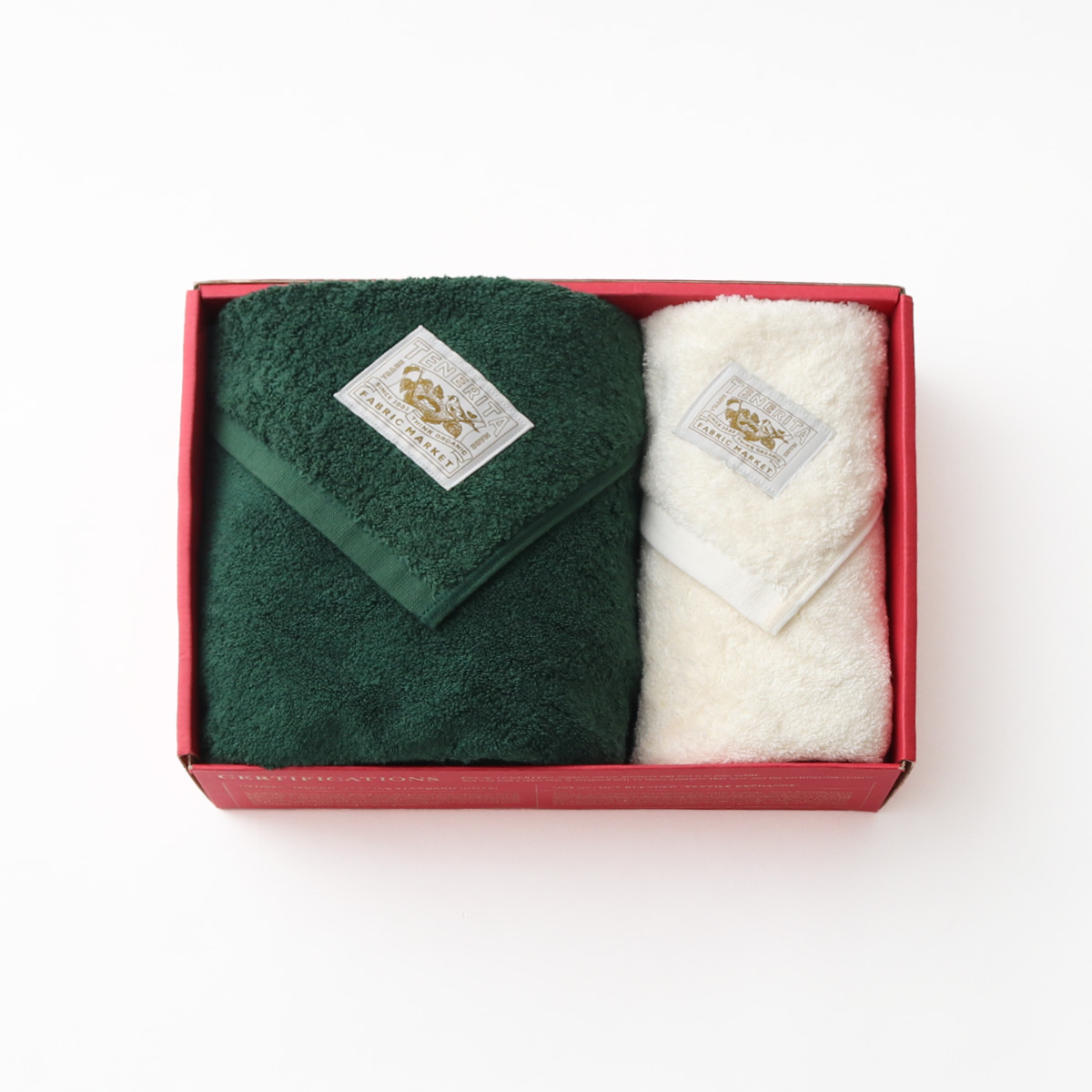 【11月1日発売】クリスマスセット(バスタオルショートグリーン・フェイスタオル生成)