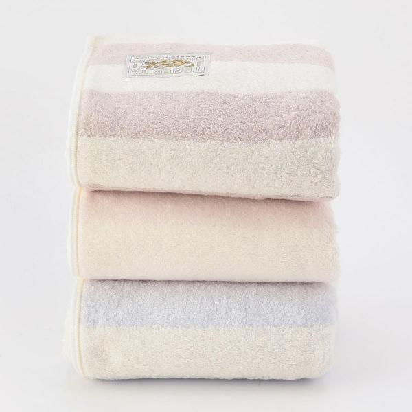 超甘撚りボーダーバスタオルショート Free ライトグレー タオル オーガニックコットンタオル ギフトのテネリータ公式通販